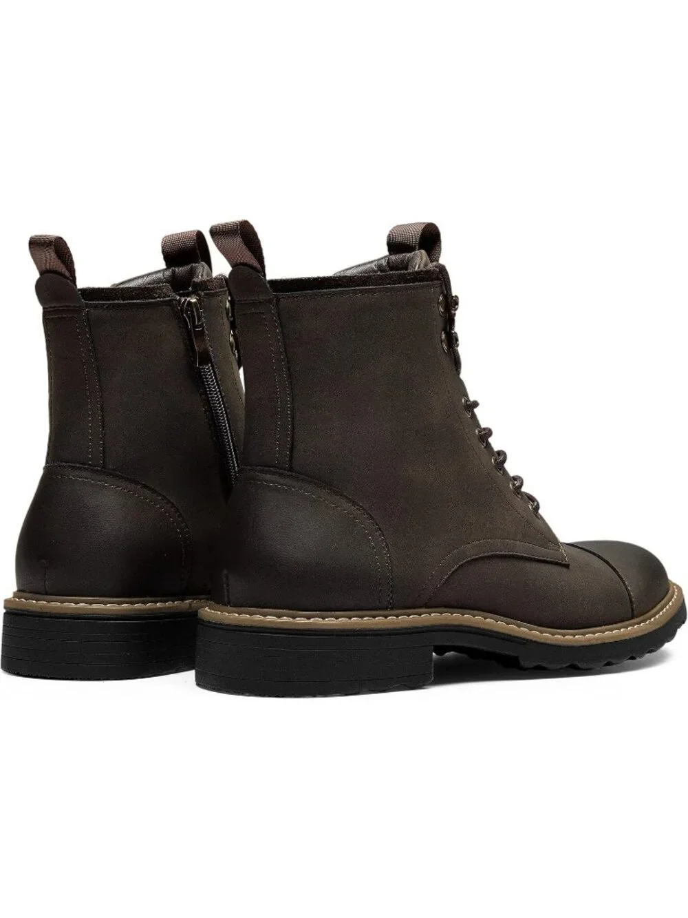 Men's Dark Brown Boot Motorcycle Casual Boots for Men Zipper Fashion Chukka Boot
